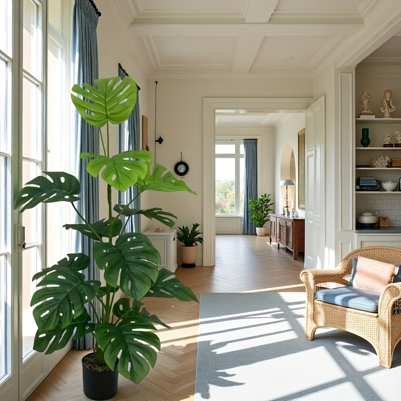 1 unidad de árbol de banyan artificial con hojas en forma de corazón de 110 cm, planta de plástico realista para decoración de hogar, oficina, bodas, Día de la Madre y San Patricio, uso en interiores/exteriores sin contenedor, incluye panel y base, sin m