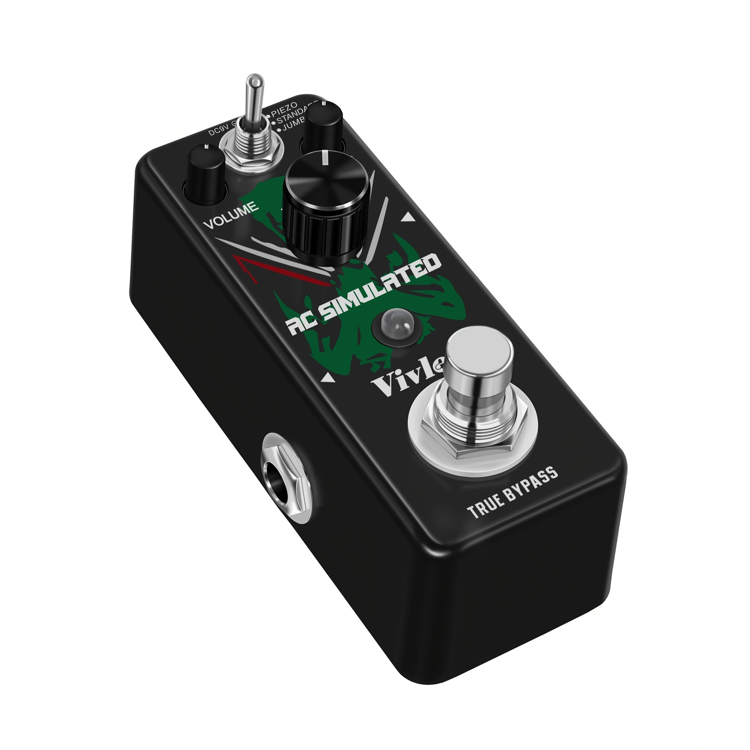VIVLEX Pedal de Guitarra Acústica True Bypass - Efecto Analógico AC Stage con Modos Piezo/Estándar/Jumbo, Simulador Acústico Alimentado por USB para Grabación en Estudio y Presentaciones En Vivo - Compatible con Guitarra Eléctrica y Violín - Pedalboard C