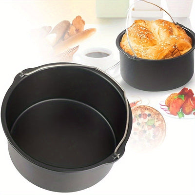 Sartén de horno de aire frito de acero al carbono no adherente de 7 pulgadas - Tamaño medio, ideal para pasteles y alimentos fritos, accesorios duraderos para horno de aire frito y cocina, accesorios para horno de aire frito.