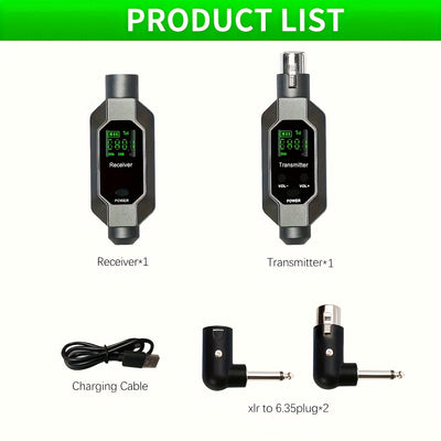 Sistema de Micrófono Inalámbrico Heikuding XLR - Transmisor y Receptor Recargables con Carga USB, Compatible con Micrófonos Dinámicos, Mezcladores de Audio, Guitarras Eléctricas y Bajos