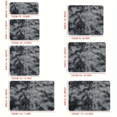 1 pieza, alfombra de felpa larga con degradado tie-dye en gris oscuro, cálida, linda, simple, suave y cómoda, tela premium fácil de limpiar, decorativa para interiores, material grueso y duradero con textura, liviana y portátil para dormitorio, sala de e