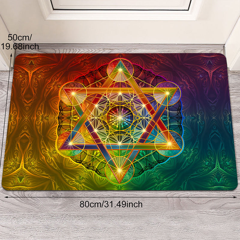 1pc Celestial Energy Stars Welcome Floor Mat, No Resbaloso Poliéster, Ligero Rectángulo Alfombra para Interior/Exterior, Perfecto para Sala de Estar, Dormitorio, Decoración de Cocina, Ideal para Día de San Valentín, Pascua, Acción de Gracias, Día de San
