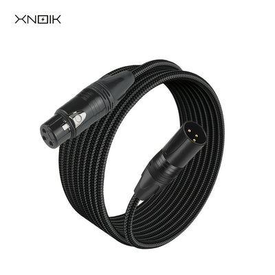 Cable de Micrófono XLR Extra Largo XNOIK - Audio Profesional Resistente, 15m/10m/5m, Blindaje Equilibrado para Estudio y Escenario en Vivo, Podcasting - Compatible con Conectores Macho a Hembra, Diseño Robusto de Conector, Textura Trenzada