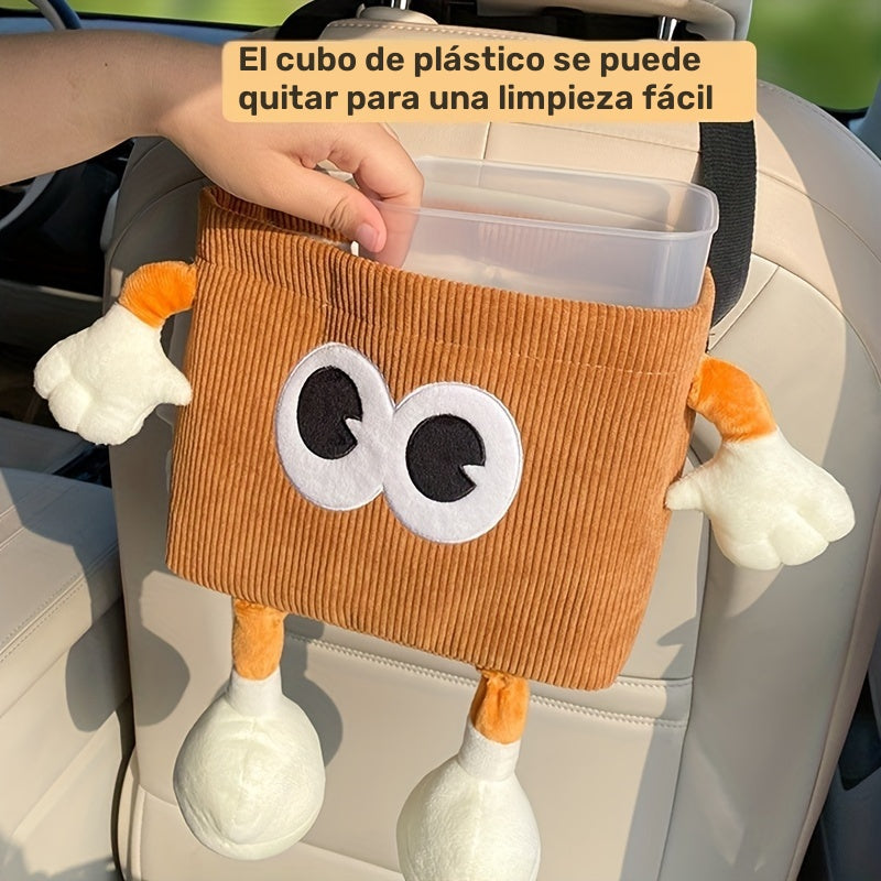 Bote de basura y portapapeles 2 en 1 para auto - Poliéster, cubo para guardar paraguas, accesorios para interiores de vehículo