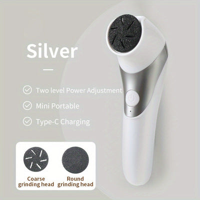 Frotador de pies eléctrico de doble cabeza recargable por USB portátil - Adecuado para pulido grueso y cuidado de color beige seco, cabezas reemplazables fáciles de usar, elección perfecta de regalo para 10 festivales.