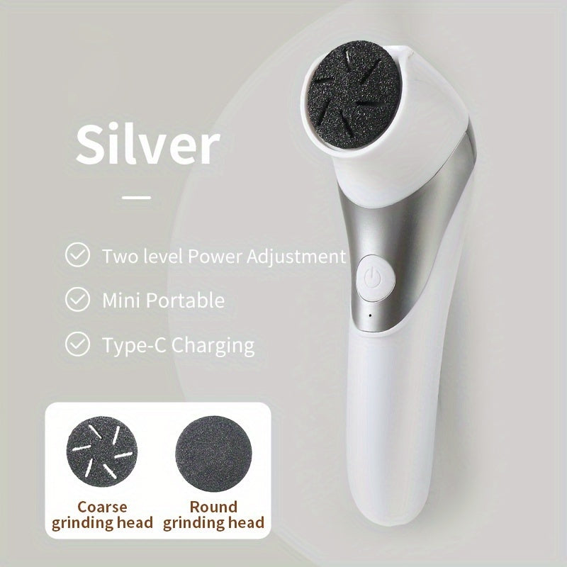 Frotador de pies eléctrico de doble cabeza recargable por USB portátil - Adecuado para pulido grueso y cuidado de color beige seco, cabezas reemplazables fáciles de usar, elección perfecta de regalo para 10 festivales.