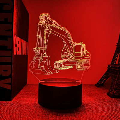 1 Unidad, Luz Nocturna De Ambiente Estilo 3D, Alimentado Por USB, Con Diseño De Excavadora, Creativa, Con Base De Color Oscuro, Con Botón Táctil, Ideal Para El Escritorio, Medidas 6,73 "X 4,76"