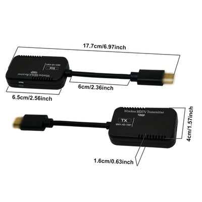 Modelo MTR1 PLUS con todas las funciones, transmisor y receptor sin varillas de alta definición 1080P, paquete de transmisión extendida HD, alcance abierto de 50 metros/165 pies, no solo soporta transmisión punto a punto, sino también es adecuado para re