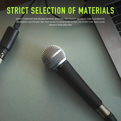 Micrófono Voz Dinámico Profesional SM58 - Micrófono con Cable y Patrón de Cardioides con Jack de 6.35 mm, Alimentado por CC para Escenario, Cantar, Transmisión en Vivo, Videollamadas, Juegos y Karaoke - Audio de Alta Calidad, Construcción Duradera, Reduc