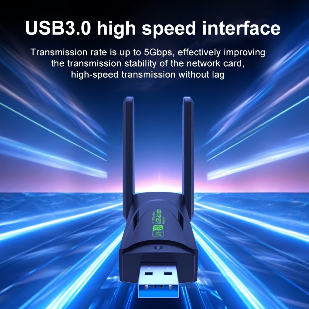 OEKE-WiFi6 Adaptador de red, Adaptador de red inalámbrico USB 1300Mbps, Antena de banda dual de alta ganancia incorporada, Compatible con 5G/2.4G, Este adaptador inalámbrico viene con controladores, Compatible con Windows 10/11/8.1/7, Puede ser activado