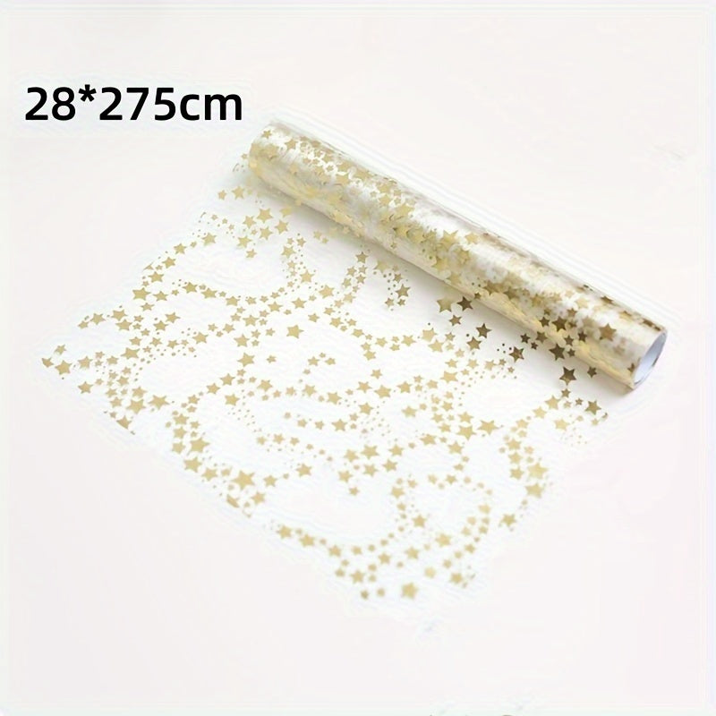 1 unidad de mantel de lona dorada de 11x108 pulgadas y 11x196 pulgadas, mantel de estrellas con lentejuelas brillantes, diseño de estrellas metálicas, dorado/rose dorado/plata, tela de poliéster, decoración de mesa festiva para Navidad, boda, cumpleaños,