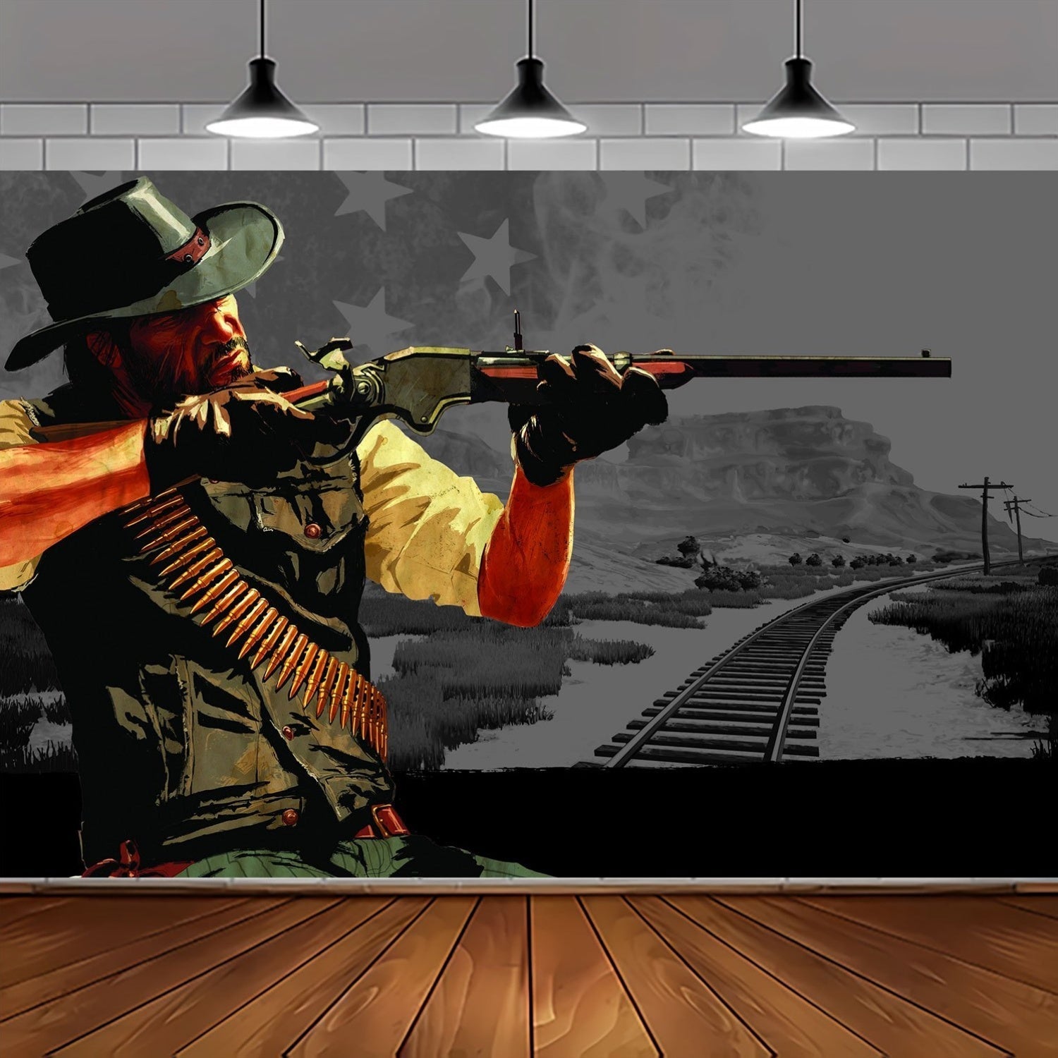 1pieza Telón para el videojuego Red Dead Redemption, perfecto para eventos de juegos y espacios multifuncionales de arcade, no requiere electricidad - ideal para diversas ocasiones y celebraciones BJB1220B