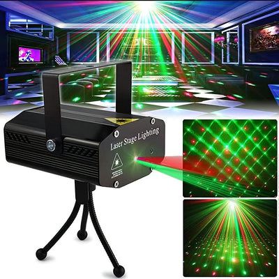 Dos luces láser de concha negra Two 07, efecto disco en rojo y verde deslumbrante, alimentación USB, ideales para fiestas, cumpleaños y festividades, luz ambiental esencial