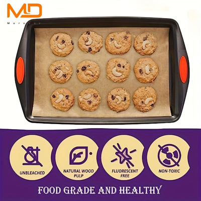 HOJAS DE HORNEAR NO ADHERENTES MOREDOR - 22.86x33.02 cm, Papel para Hornear Grande, Apto para Mitad de Hoja y Galletas - Pergamino para Horno, Parrilla, Freidora de Aire (50/100/200 unidades), Material Sin Blanquear, Esenciales para Asar