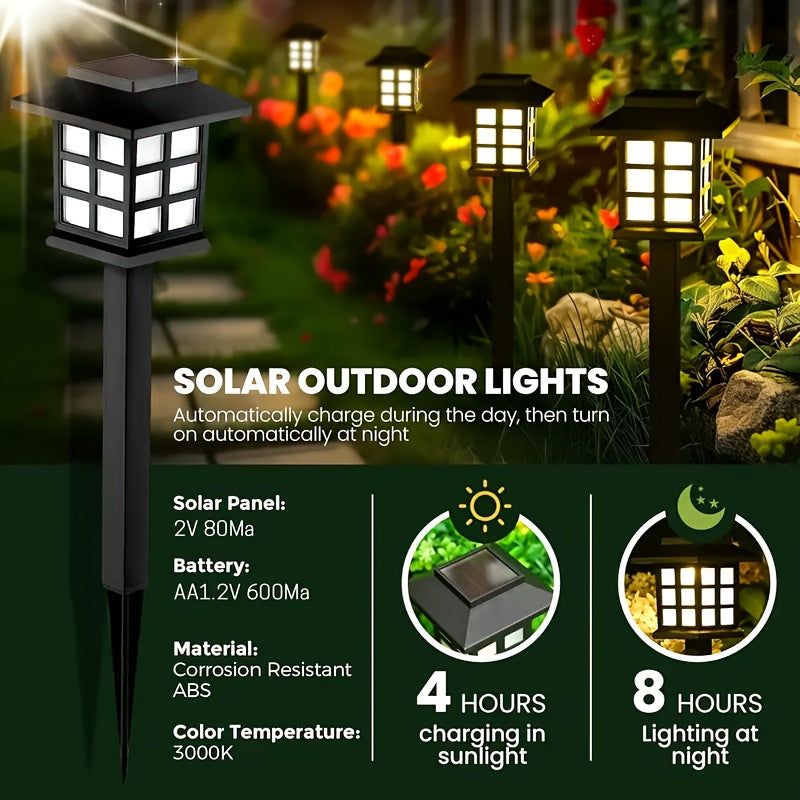 Juego de 2 luces solares para exterior, luz cálida, para jardín, césped, paisaje, entrada, pasillo, decoración de porche, accesorios de jardín, luces solares para decoración de patio y jardín