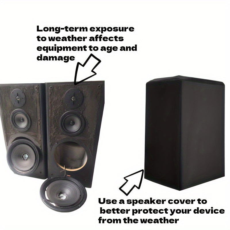 Cubierta de Altavoz de Poliéster Negro Duradero - A Prueba de Viento y Polvo, Apta para Múltiples Tamaños, Ideal para Cine en Casa y Sistemas de Sonido Exteriores, Uso Interior/Exterior - Protege el Equipo del Clima y la Suciedad