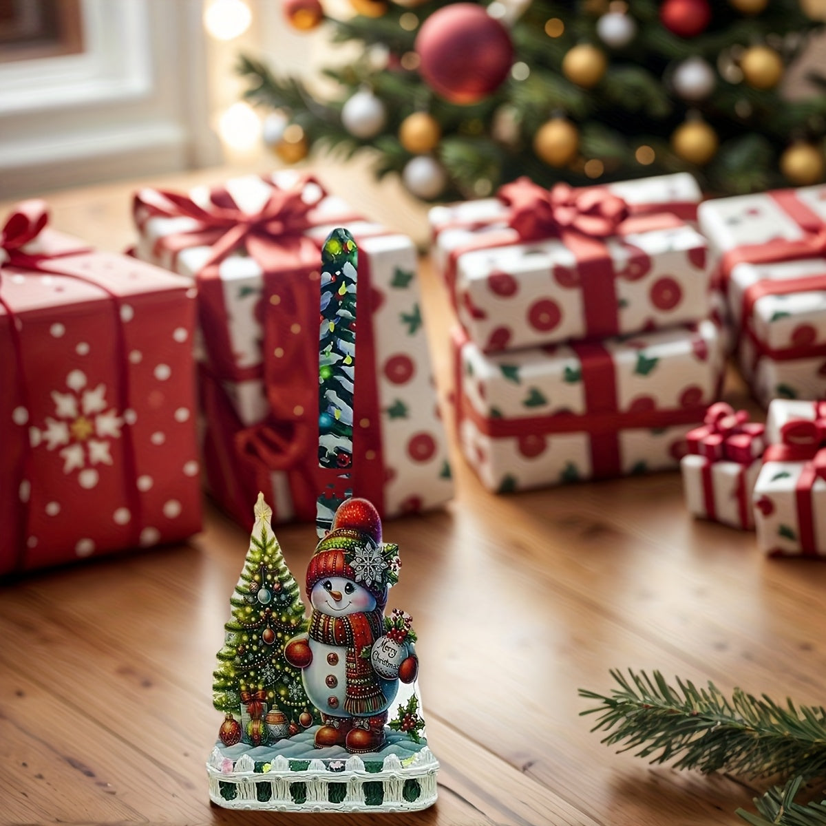 1 unidad de Soporte de toalla de papel de Chef Muñeco de Nieve Festivo - Resina, Montaje de superficie, Ideal para decoración de cocina y baño, con diseño temático de Navidad, Decoraciones de Navidad