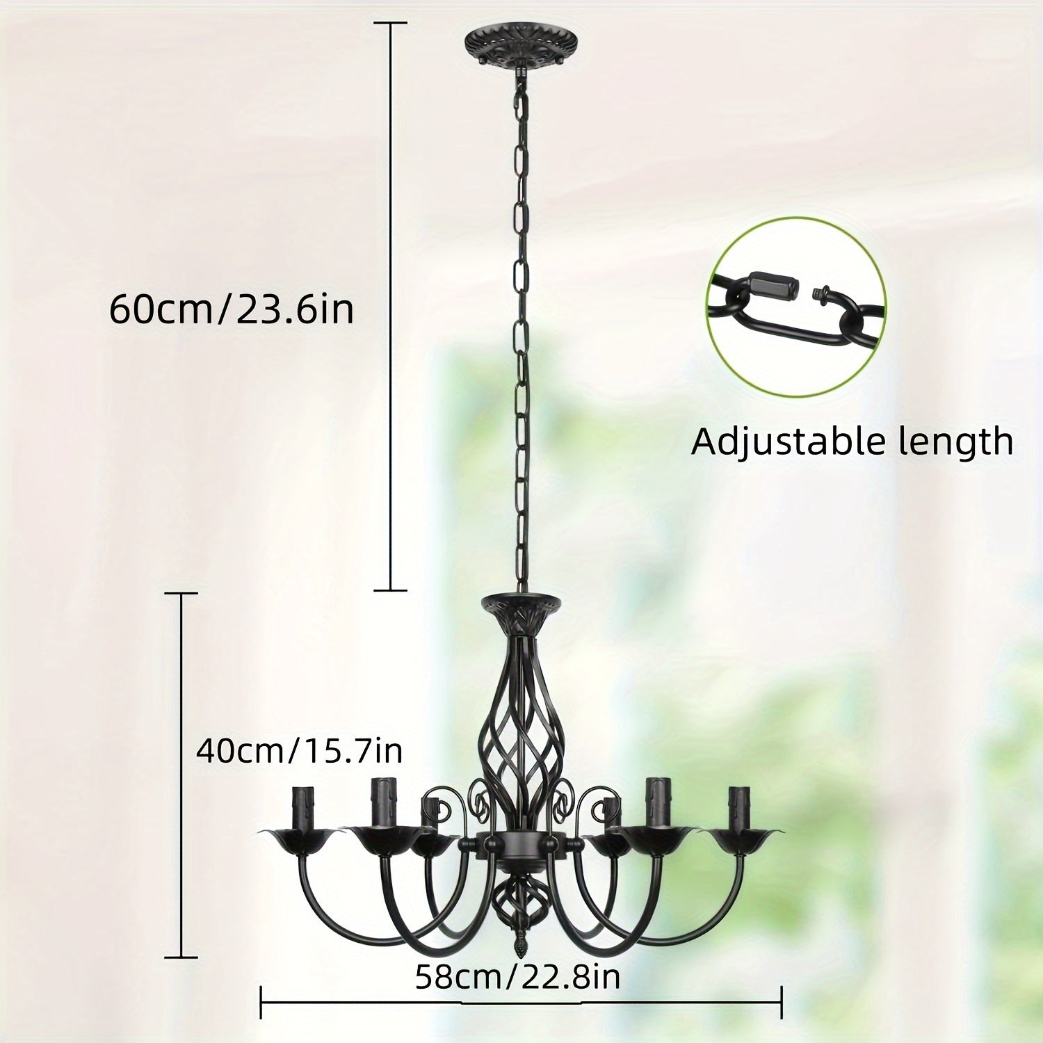 Lámpara colgante de vela rústica para granja - Candelabro industrial de color mate negro con base de bombilla E14, montaje semi-inclinado para dormitorio, cocina, comedor, bar y entrada - No incluye cableado, soporte de vela, iluminación de entrada, ilum