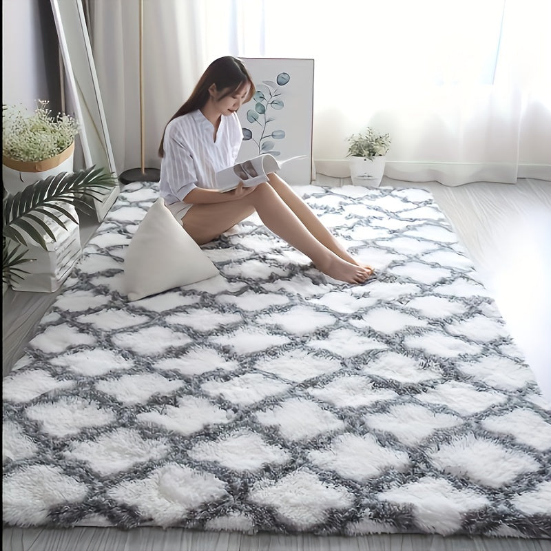 4 estilos de alfombra de felpa suave, alfombra de punto antideslizante con barrera contra la humedad, lavable a máquina, fibra de poliéster ligera, rectángulo para dormitorio, sala de estar, decoración de pasillo, festiva para Navidad, Hanukkah, Acción d