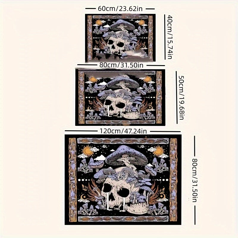 Alfombra Antideslizante con Patrón de Calavera y Setas - Lavable a Máquina, Perfecta para Sala de Estar, Dormitorio, Baño y Decoración de Entrada