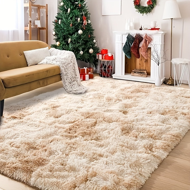 1 ud., Alfombra Larga de Peluche Rectangular, Estilo Nórdico Minimalista, Esponja Suave en Color Beige Claro y Duradera para Sofá Mesa de Café Área de Cambio de Zapatos Dormitorio Sala de Estar Solario, Alfombra Elegante para el Hogar que Mejora la Estét