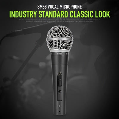 Micrófono profesional SM58YY con cable | Alimentación por USB, conector de 6.35 mm | Ideal para karaoke, transmisiones en vivo y videoconferencias | Sonido de alta fidelidad, reducción de ruido | Diseño elegante en negro con rejilla metálica | Compatibil
