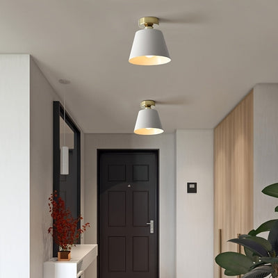 Linterna Semi Empotrada de Estilo Moderno de Mediados de Siglo - Metal con Acabado en Latón Antiguo, Lámpara Industrial para Pasillo, Baño y Entrada - Base E26/E27 (Bombillas No Incluidas), Accesorio Vintage, Herrajes Premium, Iluminación para Interiores