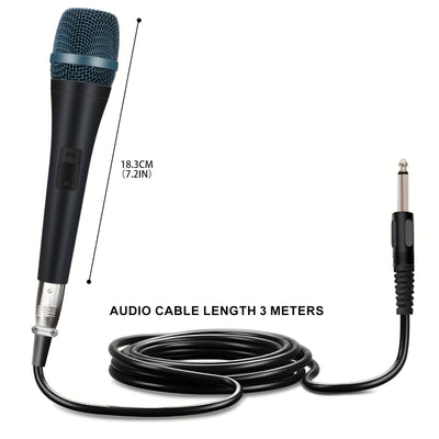Micrófono dinámico profesional E945 con interruptor, cable de línea de cañón de 3 metros, anti-grito, cable de altavoz/amplificador/placa base de 6,35 mm, entre otros, para grabación, canto, enseñanza, transmisión en vivo, presentación, etc., sonido de a