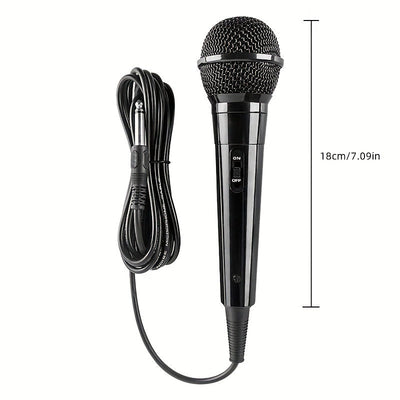 Micrófono Dinámico con Cable Premium para Karaoke, Discursos y Bodas - Portátil con Soporte, Conector XLR, Negro
