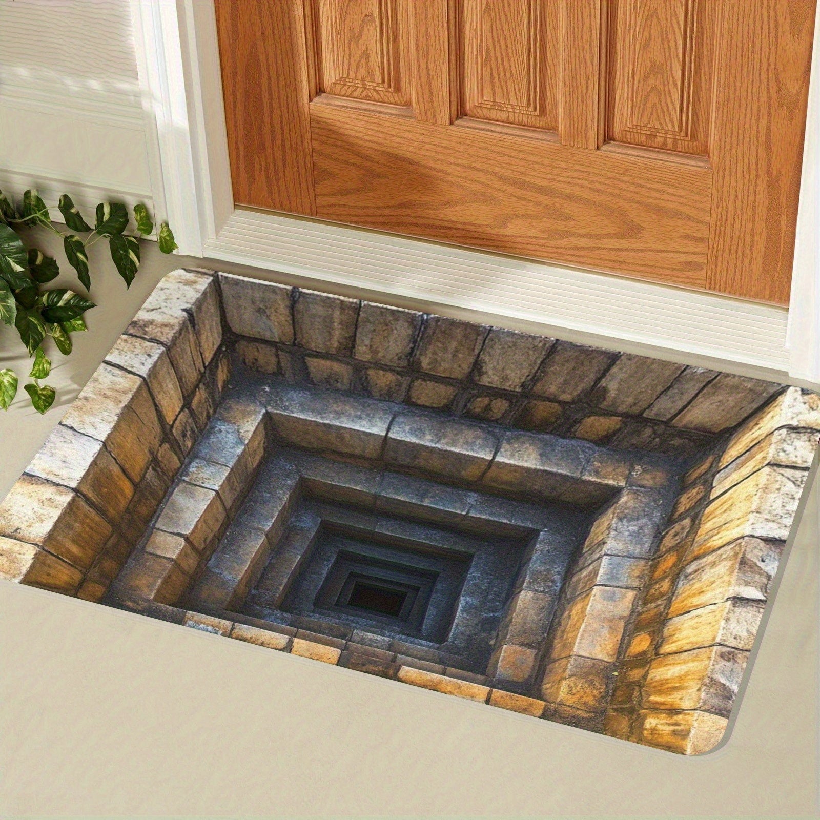 Alfombrilla de Entrada con Ilusión Óptica 3D - Base Antideslizante de Goma, Duradera 100% Poliéster para Interior/Exterior con Diseño de Ilusión, Solo Lavado a Mano para Puerta Principal, Recibidor, Dormitorio, Sala de Lavandería, Decoración del Hogar, P