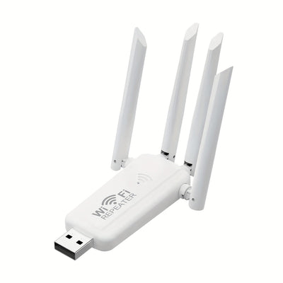 1 pieza de acelerador de red, repetidor con cuatro antenas, red mejorada de canal único 2.4G, conexión conveniente, conexión inalámbrica, 300 Mbps, adecuado para hogares y áreas de oficina, disponible en negro y blanco.