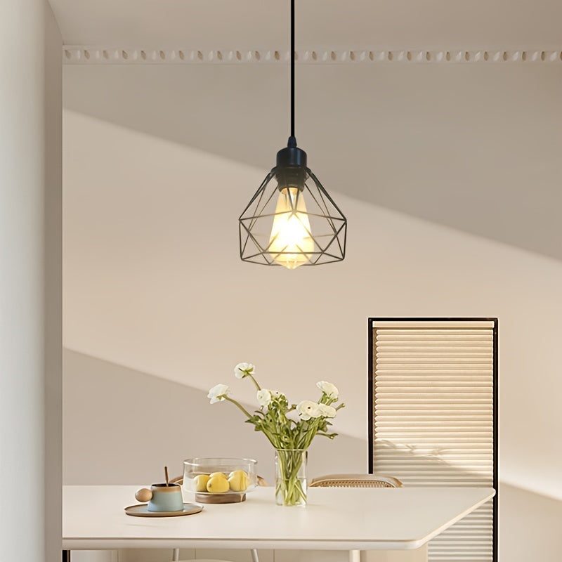 Lámpara colgante estilo nórdico moderno y minimalista, base para foco E27, de hierro fundido, para comedor, bar, cocina, pasillo, entrada o habitación, instalación semiempotrada, acabado pintado, sin foco incluido, 1 unidad