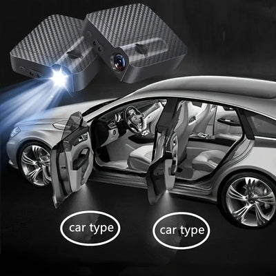 Paquete de 2 luces de bienvenida para puertas de coche LED fáciles de instalar, adecuadas para varios vehículos, coche, SUV, camión, equipo universal de moda, sin batería.