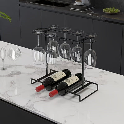 Estante de vino tinto de lujo de alta gama para el hogar Estante de vino de pie alto de vidrio invertido para colgar Armario de almacenamiento de vino