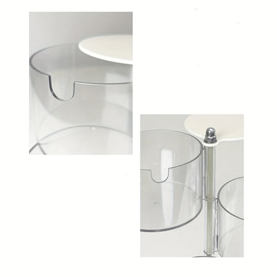 1pc Organizador de Maquillaje Transparente Giratorio - Multicapa, Soporte para Esponjas y Puff de Cosméticos a Prueba de Polvo con Tapa, Ideal para Exhibición de Tocador, Escritorio de Maquillaje