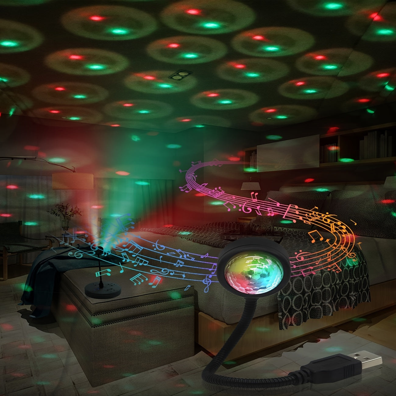 Luces De Estrellas USB Coloridas, Luces De Escenario Para DJ, Luces Decorativas Para Habitación, Luces De Ambiente De Coche Llenas De Estrellas