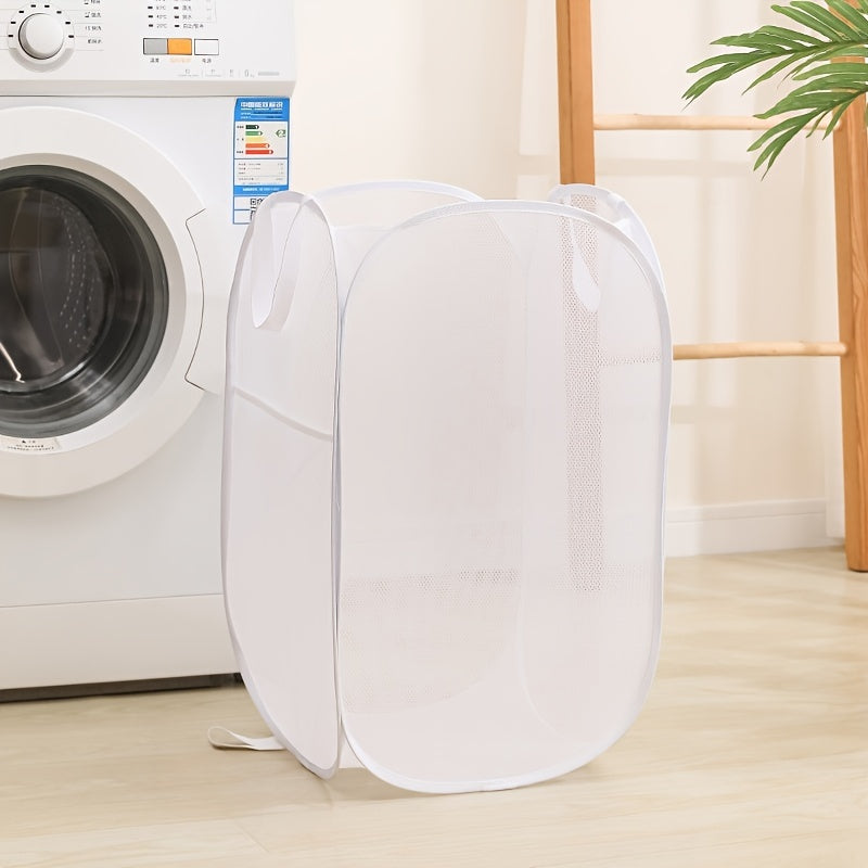 1pc Cesto de Ropa Plegable con Asas Duraderas y Bolsillos Laterales - Canasta Expandible Portátil para Dormitorio, Baño, Viajes - Organizador de Almacenamiento Transpirable de Poliéster, Cesta de Lavandería, Organizador de Habitación Universitaria