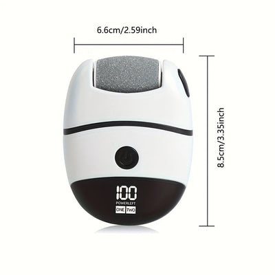 Amoladora Eléctrica Recargable para Pies con 3 Cabezales Reemplazables - Exfoliador USB Beige Claro, Herramienta Portátil para Talones y Plantas, Diseño de Plástico Duradero - Regalo Ideal para Navidad, Halloween, San Valentín, Accesorio de Pedicura, Dis