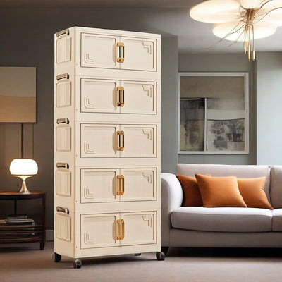 Organizador de almacenamiento plegable multifuncional de 3/4/5/6 capas con ruedas, diseño de puerta doble magnética – Ideal para ropa, juguetes, libros y más – Perfecto para sala de estar, dormitorio o oficina – Acceso universal a ruedas de 360°