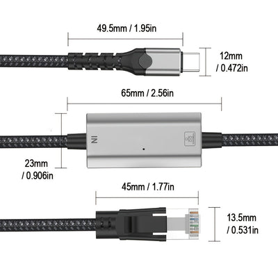 Adaptador de Cable RJ45 a USB para Hombre, Adaptador de Tipo C a USB Gigabit para Tarjeta de Red 2 en 1 para Switch iPhone 15 16 Pro Macbook Air Pro Laptop iPad Pad Teléfono y Xbox PS5