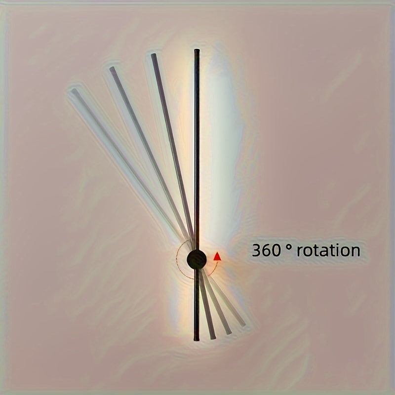 1 pieza de luz de pared LED negra, giratoria de 360 grados, adecuada para dormitorio, pasillo, iluminación decorativa extraíble semi-englobada, luz de espejo de tocador, sin batería, cableado duro, compatible con 110-240V, iluminación LED.