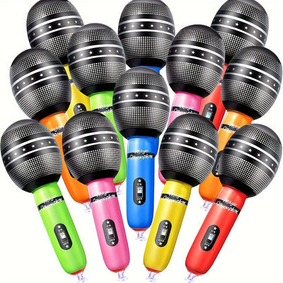 Juego de Micrófonos Inflables Multicolor, Ideal para Fiestas Neon de los 80s, Eventos Temáticos Musicales y Decoraciones de Cumpleaños – Añade Diversión a Cualquier Reunión
