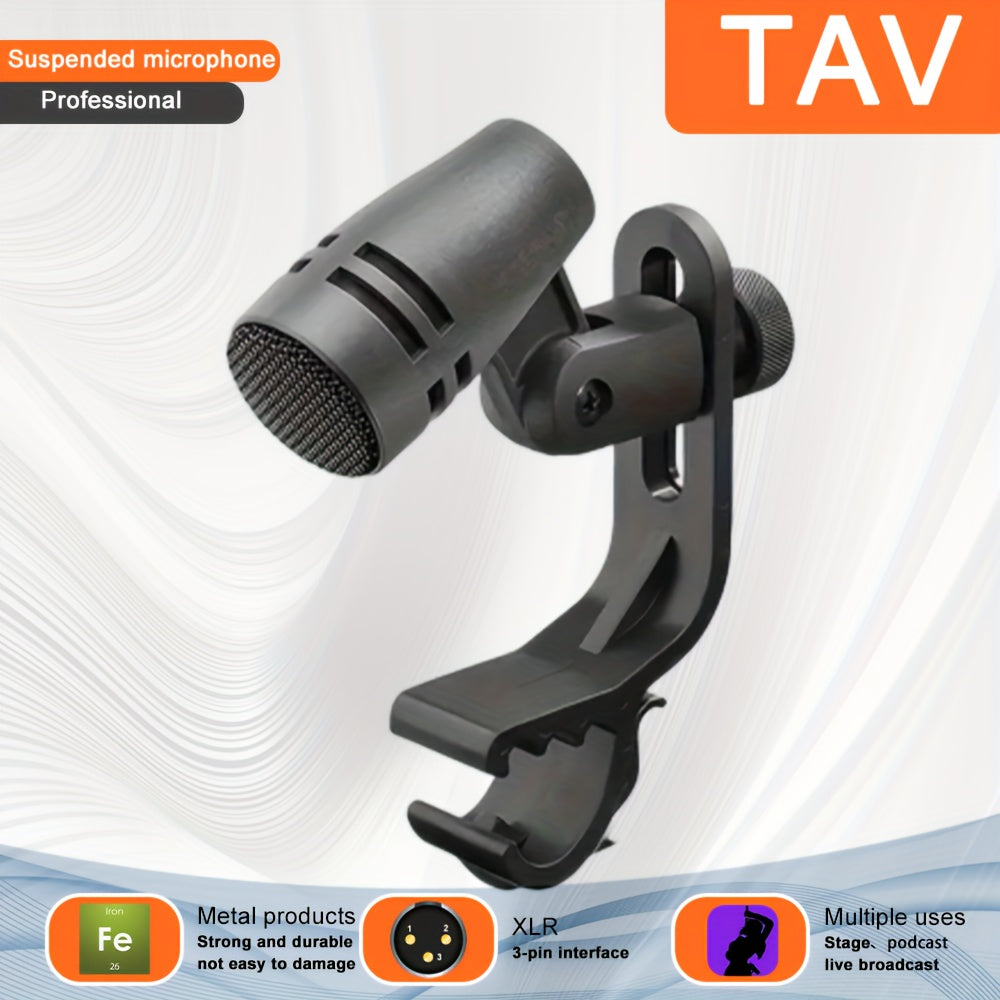 Micrófono dinámico de rueda profesional TAVOSOP con soporte de brazo con clip, alimentado por USB, con conector XLR, para guitarra, podcast, batería y grabación de actuaciones en vivo.