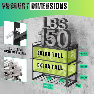 Organizador de herramientas eléctricas de 4 niveles de alta resistencia, estantería de almacenamiento para garaje montada en la pared, con soporte para destornilladores, soporte para alicates y soporte para martillos, ideal para regalo de Día del Padre o