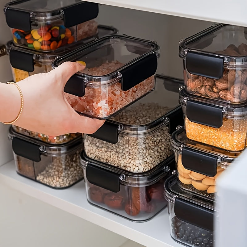 Juego de 4 contenedores herméticos transparentes de 460 ml, material PET, a prueba de fugas, ideales para frutas, pasteles, pan, carne, granos y más, perfectos para organizar la cocina, el refrigerador o el gabinete