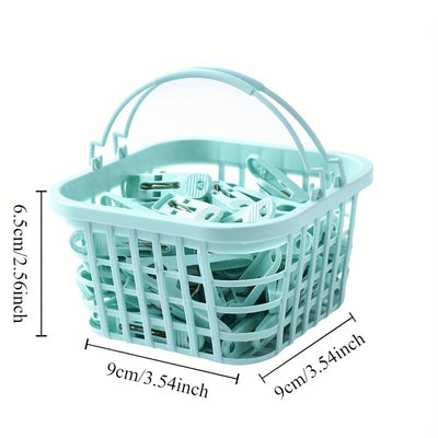 30pcs Pinzas de Plástico Duraderas con Cestas Independientes - Clips Portátiles para Secar Ropa y Sábanas para el Hogar y Esenciales de Viaje, Secadora de Ropa, Estantes de Secado