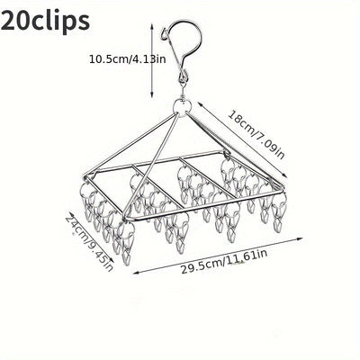 Gancho para ropa de acero inoxidable Ever Blooming con pinzas - Diseño duradero, resistente al viento y con seguro para uso en interiores/exteriores, organizador de ropa y calcetines, organizador de lavandería | Gancho para ropa moderno | Construcción du