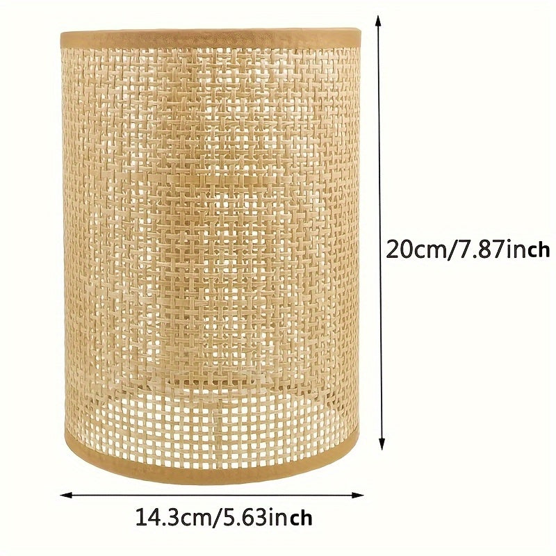 Sombrilla de Ratán Vintage - Forma Cilíndrica E27, Adecuada para Lámparas Colgantes y de Mesa, Útil solo para Decoración en Dormitorios y Oficinas en Casa