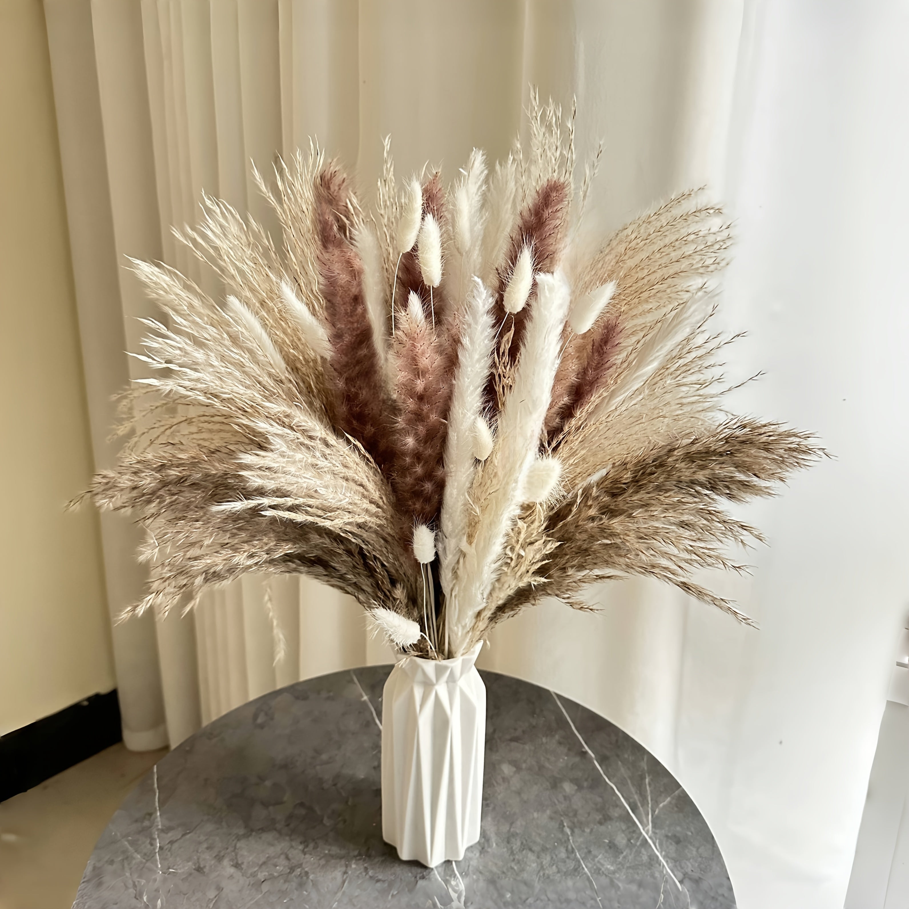 54 pzas. flores secas de pampas, arreglo floral artificial en beige y blanco, decoración para bodas, estilo granja, Navidad, Halloween, centro de mesa boho, arreglos para floreros DIY, accesorios para fotografía, caja de regalo, decoración floral, decora