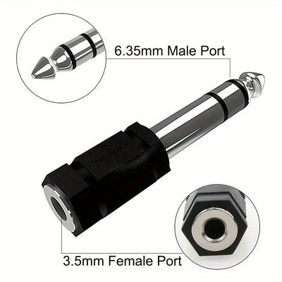 Conector Adaptador de Audio para Auriculares 2 piezas de Hembra 3.5mm a Macho 6.35mm para Piano Digital, Teclado, Micrófono Estéreo y Cable AUX